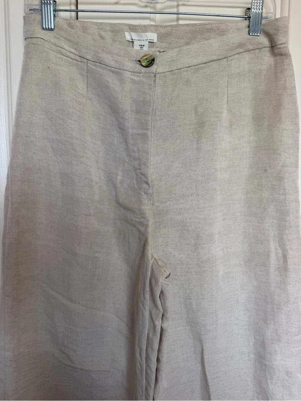 H&M Wide-Leg Linen Blend Pants - Light Taupe